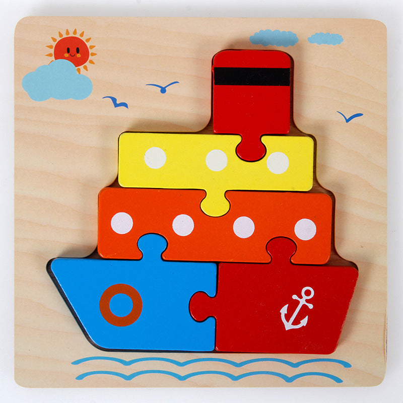 3D Three-dimensional Children's Wooden Toys Early Education Puzzle