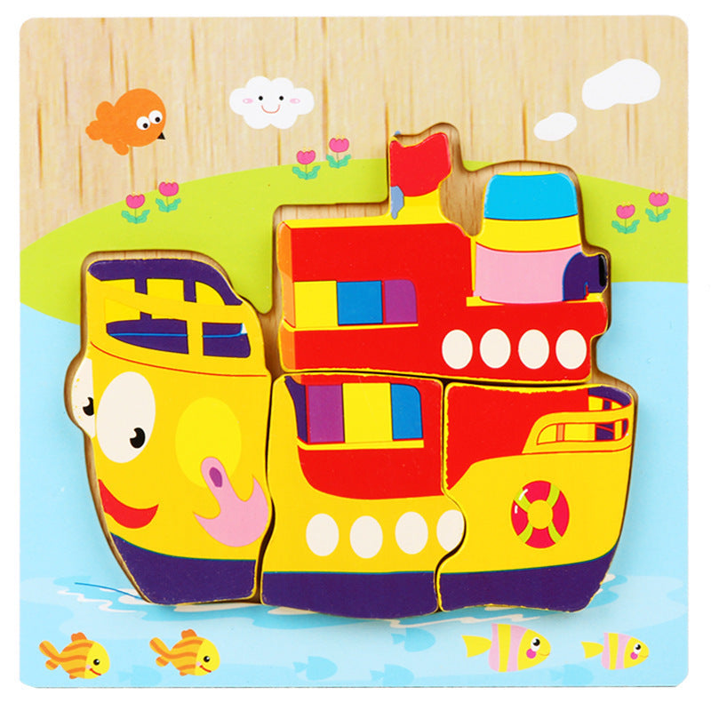 3D Three-dimensional Children's Wooden Toys Early Education Puzzle
